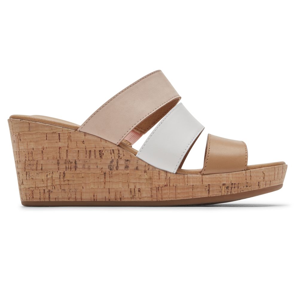 Șlapi Rockport Dama Lyla Banded Wedges Roz - Romania 0569-PMGNR